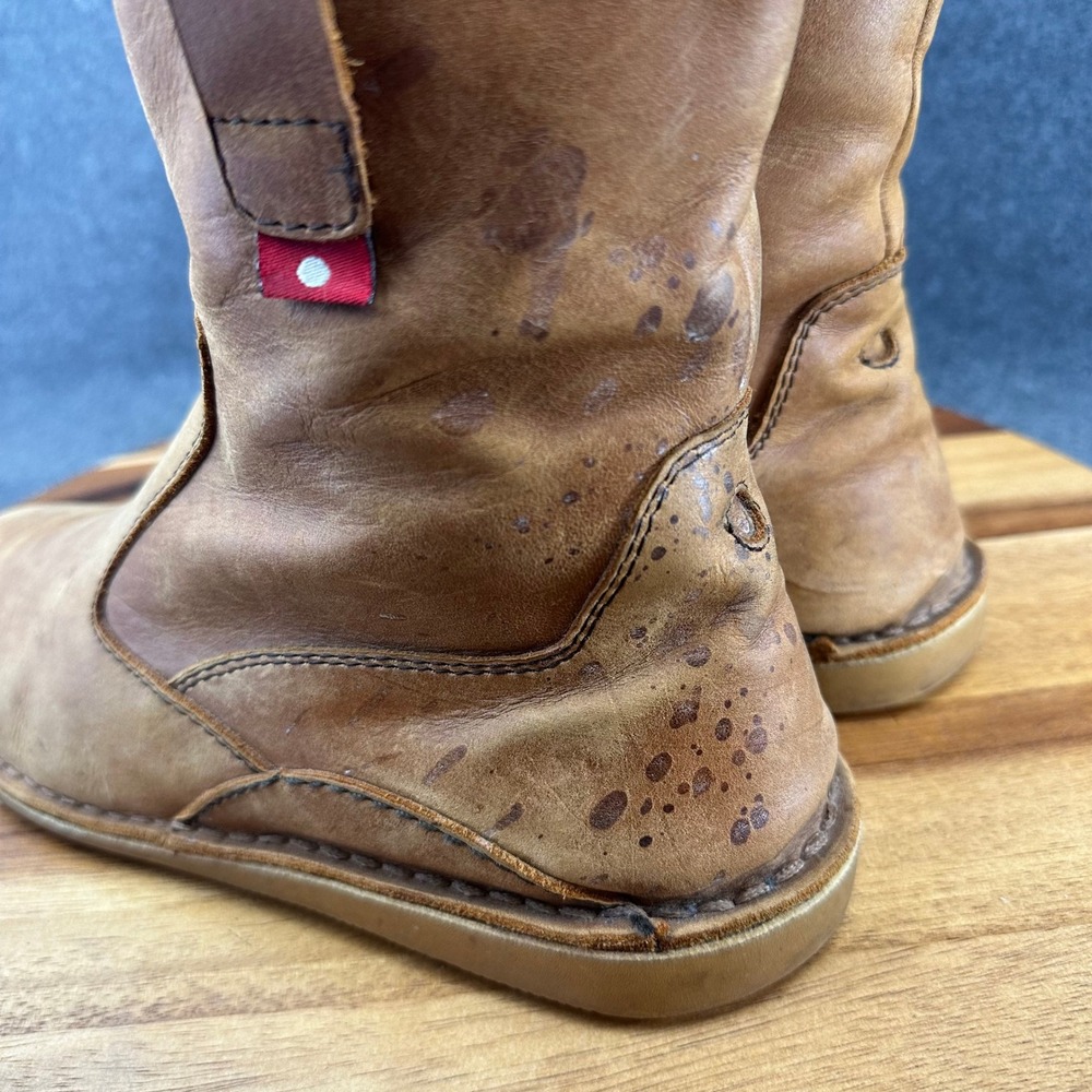 Oliberte Womens Sz 38 US 8 Tan Brown Leather Mid Calf Boots Side Zip Flat - Picture 7 of 13